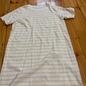 Everlane Beige and White Cotton T Shirt Dress XS